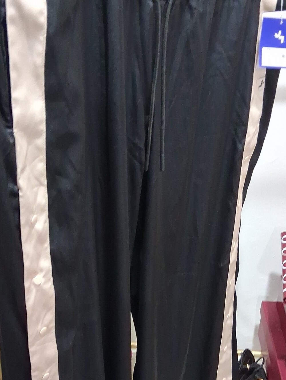 JoyLab Black Wide-Leg Pants with Cream Side Stripes
